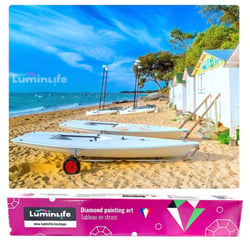 Diamond Painting Broderie Diamant LUMINLIFE 40x50cm, 100% strass, diamants ronds - Plage des sableaux