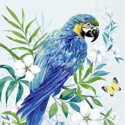 Lot de 4 serviettes en papier découpage collage 33 cm PEROQUET BLEU O 102 XL