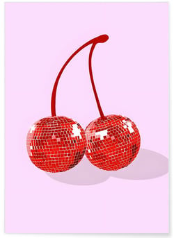 Affiche Cerises Boules Disco | A3 : 29,7x42cm