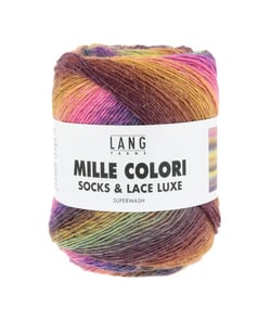 Pelote Mille Colori Socks & Lace Luxe - 100g - Lang Yarns 220 Rose Jaune Doré Marron