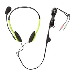 Nedis Casque PC Supra-Auriculaire Stéréo Double Jack 3.5mm avec Microphone Rabattable Noir / Vert
