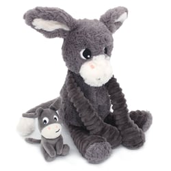Peluche âne maman et son bébé gris - Les Déglingos