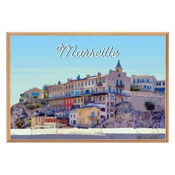 Tableau mural encadré illustration ville de Marseille 65x97 cm