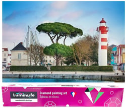 Diamond Painting Broderie Diamant LUMINLIFE 70x50cm, 5D, diamants ronds - Phare de la Rochelle