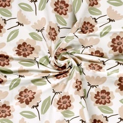 Tissu Sweat léger French Terry Eden fleuri sur fond Ecru