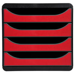Module de classement Big Box 4 tiroirs Iderama - Rouge carmin - Exacompta