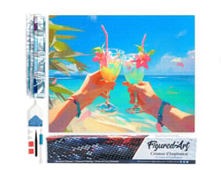 Diamond Painting Broderie Diamant Figured’Art 40x50cm toile entière roulée avec diamants carrés - Toast de plage