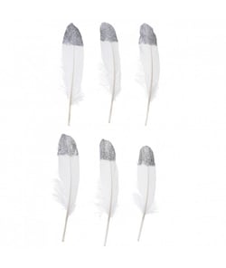 Grandes Plumes Fantaisies 18 cm X 6 pièces - Rico Design Blancargent Blanc