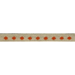 Bobine 25m galon marron Pois Orange en lin 11mm