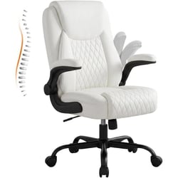Fauteuil de bureau ergonomique - GTPLAYER - PU blanc accoudoirs relevables