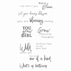 Tampons transparents - Textes anglais fleur - 10 clear stamps - Sizzix