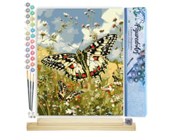 Peinture par Numéro Figured'Art - Papillon Proserpine et Fleurs des Champs - Kit de Loisir Créatif DIY Numéro d'Art Complet - 40x50cm toile roulée + châssis en bois à monter