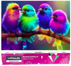 Diamond Painting Broderie Diamant LUMINLIFE 70x50cm, 5D, diamants ronds - Oiseaux colorés