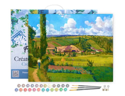 Peinture par Numéro Figured'Art avec Cadre - Paysage aux Pâtis - Camille Pissarro - Loisir Créatif Numéro d'Art - 40x50cm toile tendue sur châssis