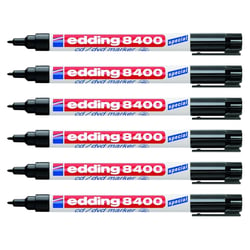 Lot de 6 marqueurs permanents EDDING pointe ogive 1 mm noir