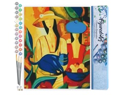 Peinture par Numéro Figured'Art - Femmes et Chat bleu - Kit de Loisir Créatif DIY Numéro d'Art Complet - 40x50cm sans châssis en bois