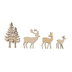 Déco à répandre bois Arbre / Cerf,FSCMixC , nature, en 4 pces,4 - 8cm épaiss.5mm, Boite 1kit
