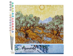 Peinture par Numéro Figured'Art - Van Gogh St Remy Oliviers - Kit de Loisir Créatif DIY Numéro d'Art Complet - 40x50cm sans châssis en bois