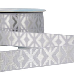 Disquette 25m galon jacquard géométrique 26mm Gris/argent