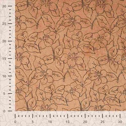 Tissu Velours Côtelé lavé  Éléane fleurs Noires sur fond Camel