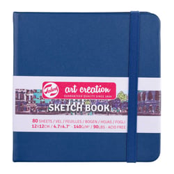 Carnet Croquis 12x12 cm - 80 feuilles - 140g - bleu marine - Royal Talens