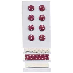 Boutons et rubans, Etoiles, 8 Boutons Rubans à  1m, , rouge classique