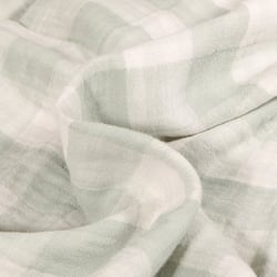 Tissu Double gaze reversible Rayures sur fond Vert pastel