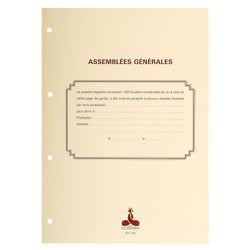 Recharge 297X210 Assemblées générales , Conseil d'administration 100 feuillets foliotés 90g + gardes - Blanc - Le Dauphin