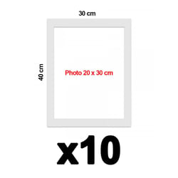 Lot de 10 passe partout pour cadre 30 x 40 cm ext - 20 x 30 cm int - blanc