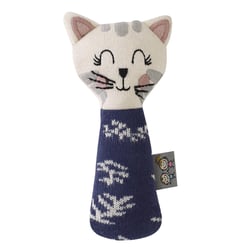 Hochet tricoté en coton bio, Chaton