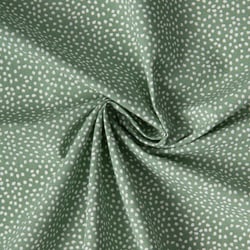 Tissu Coton imprimé Arty Tassin tacheté Blanc sur fond Vert sauge