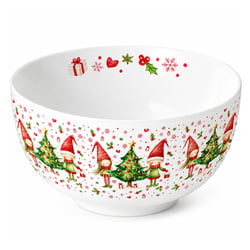 Bol en porcelaine fine lutins de Noël