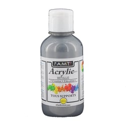 Peinture Acrylique en bouteille - Etain métallisé - 200ml - Amt