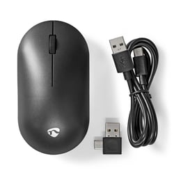 Nedis Souris Silencieuse sans Fil 1200 dpi Ambidextre Rechargeable Noir