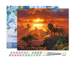 Peinture par Numéro Figured'Art avec Cadre - Lion au coucher de soleil - Kit de Loisir Créatif DIY Numéro d'Art - 40x50cm toile tendue sur châssis