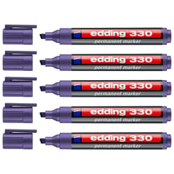Lot de 5 Marqueurs permanents EDDING - Pointe biseautée 1-5 mm - Violet