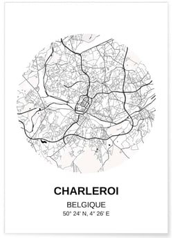 Affiche Carte Charleroi | A3 : 29,7x42cm