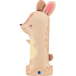 Ballon Aluminium Hélium Géant - Chiffre 1 Lapin 95 cm