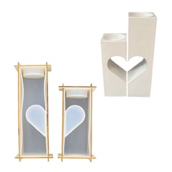 Moule en silicone 20 cm x 6 cm + 15 cm x 6 cm - Set bougeoirs coeur carré