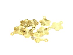 10 Petites breloques fines fleur strié 12.5*10mm laiton plaqué or 24K