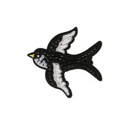 Lot de 3 écussons thermocollants oiseau perles 6x5cm