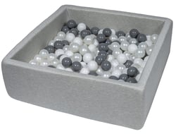 Piscine à balles pour enfant, 90x90 cm, Aire de jeu + 300 balles blanc, perle, gris - Velinda