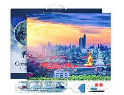 Diamond Painting Broderie Diamant Figured’Art 40x50cm toile tendue sur châssis en bois - diamants carrés - Buddha Bangkok