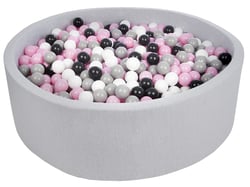 Piscine à balles pour enfant, diamètre env.125 cm + 1200 balles noir,blanc,rose clair,gris - Velinda