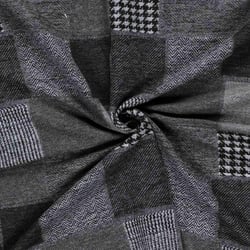 Tissu Jacquard  Motifs Patchwork sur fond Gris foncé