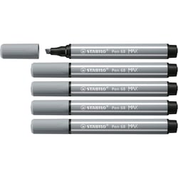 Lot de 5 feutres de coloriage pointe biseautée - STABILO - Pen 68 MAX - Gris moyen
