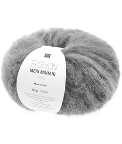 Pelote de laine et mohair FASHION MERI MOHAIR PRINT - Douceur luxueuse, effet rayé & finition vaporeuse - Rico Design 08 Gris pierre