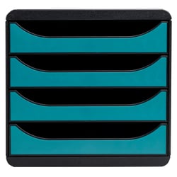 Module de classement Big Box 4 tiroirs Skandi - Bleu Pacifique - Exacompta