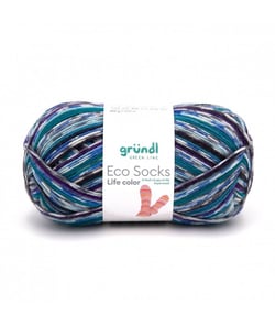 Laine à chaussettes à tricoter ECO SOCKS LIFE COLOR - 100 GR - Grundl - certifiée Oeko-Tex 01 Bleu