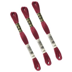 Lot de 3 échevettes 8m DMC Fil à broder mouliné 117 100% coton rouge bordeaux 498